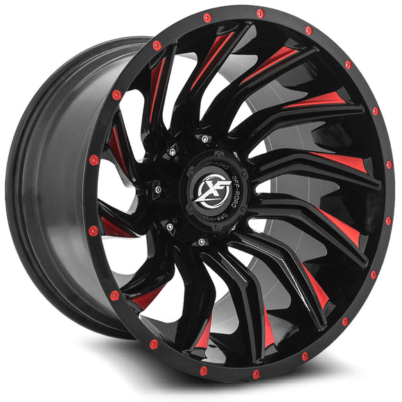 26x14 XF Off-Road XF-224 Black/Red Milled 5x139.7/150 ET-76 wheel/rim