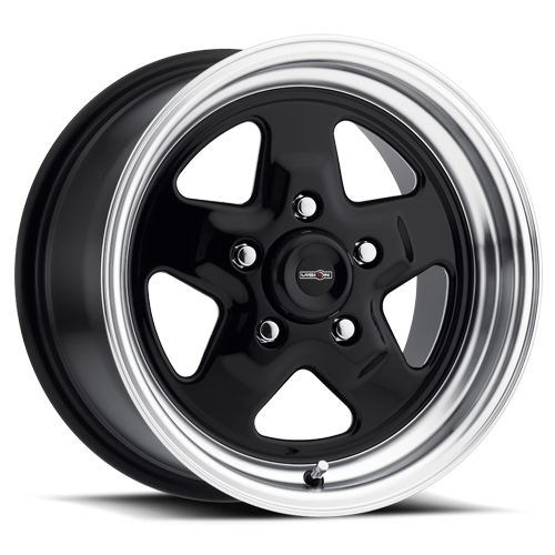 15x8 Vision 521H Nitro Black Machined Lip 4x108 4x4.25 ET27 Wheel Rim