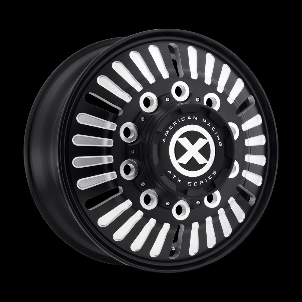 22.5X8.25 American Racing ATX AO403 ROULETTE Black 10X285.75 ET144 wheel