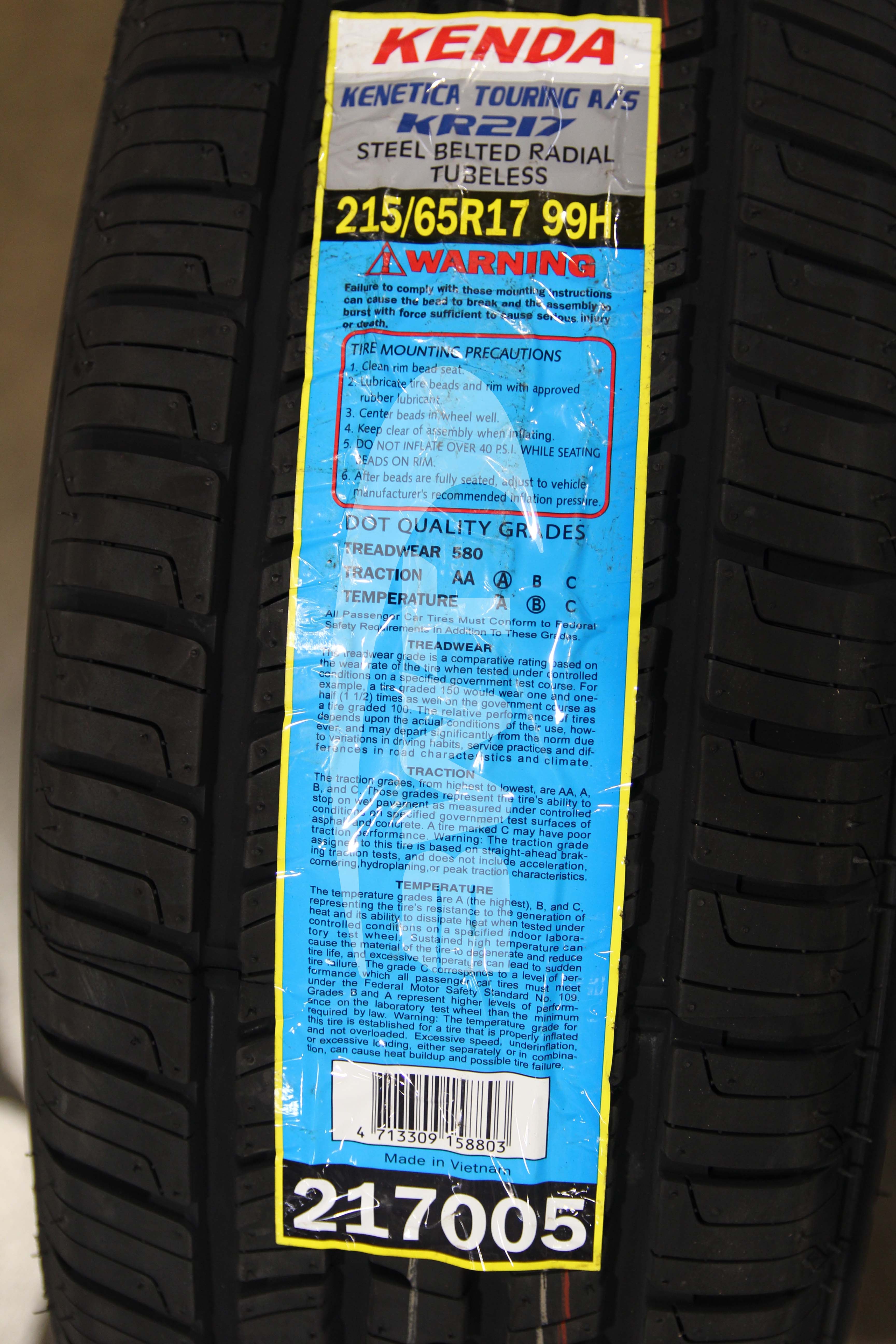 Kenda Kenetica Touring AS KR217 Tire(s) 215/65R17 99H SL 215/65-17 2156517