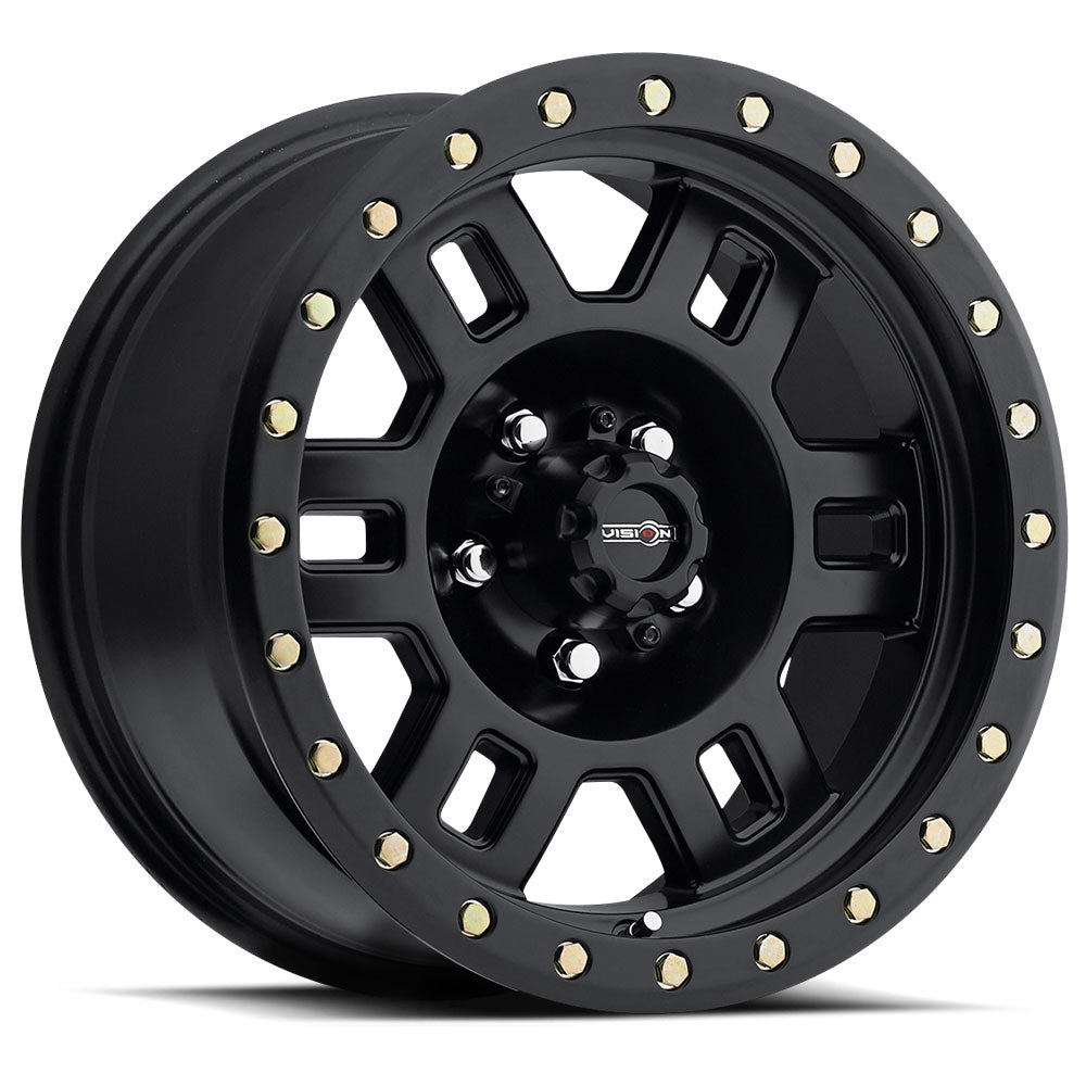 16x8 Vision 398 Manx Matte Black 5x114.3 5x4.5 ET0 Wheel Rim - 0