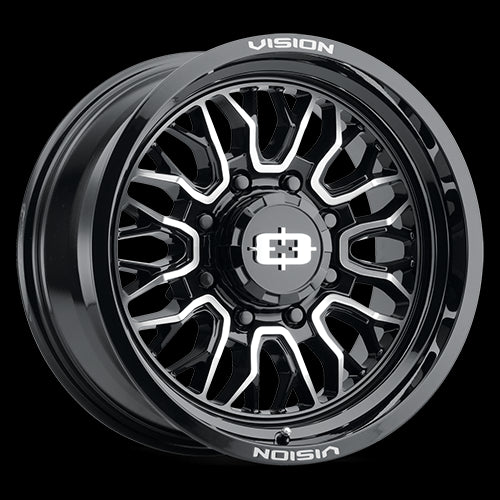 18x9 Vision 402 Riot Gloss Black Machined Face 8x170 ET12 Wheel Rim