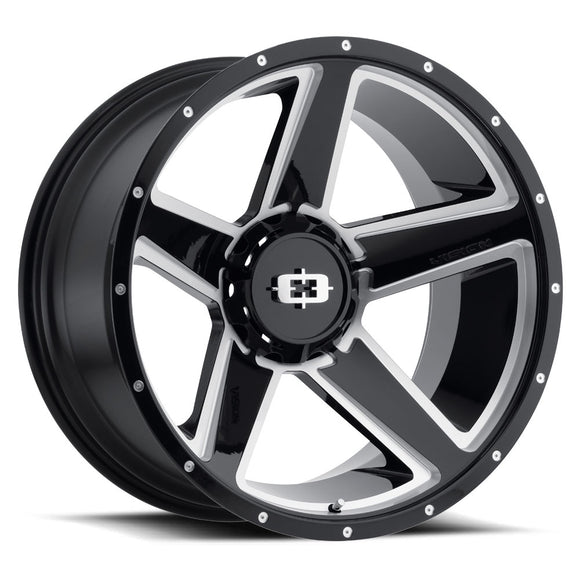 20x11.5 Vision 390 Empire Gloss Black Milled Spoke 8x180 ET-44 CB124.2