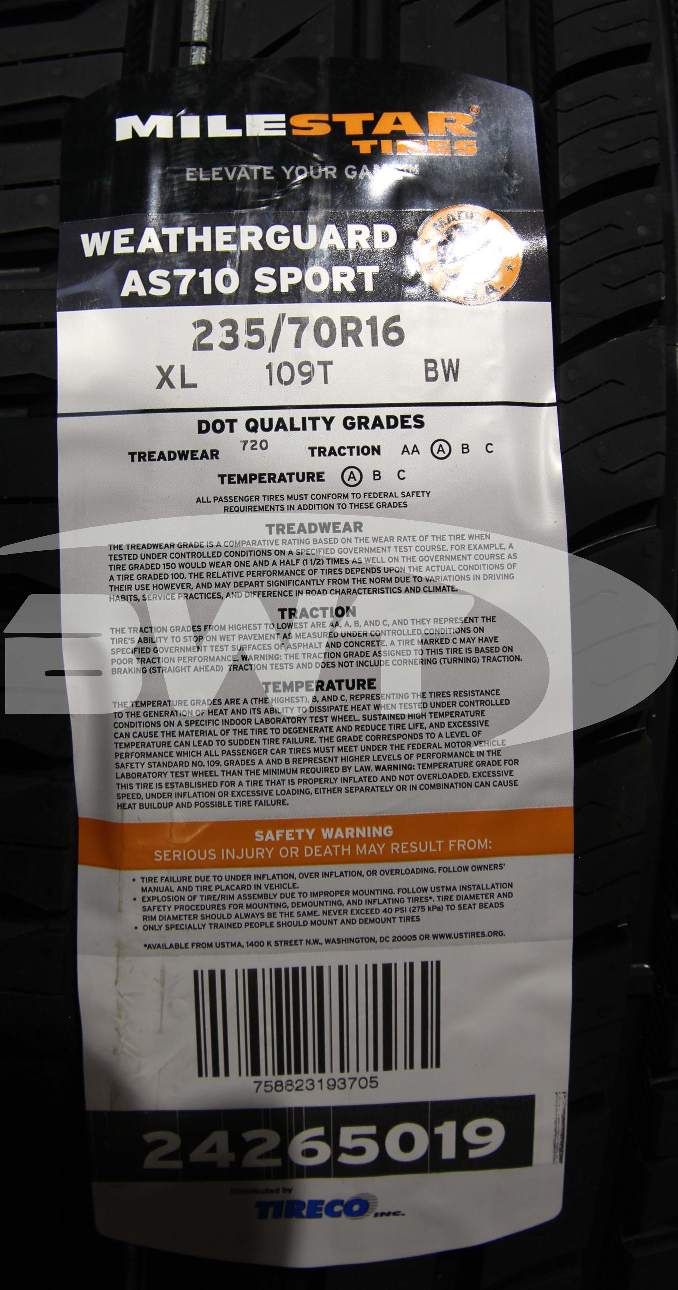 Milestar Weatherguard AS710 Sport Tire(s) 235/70R16 109T XL 2357016