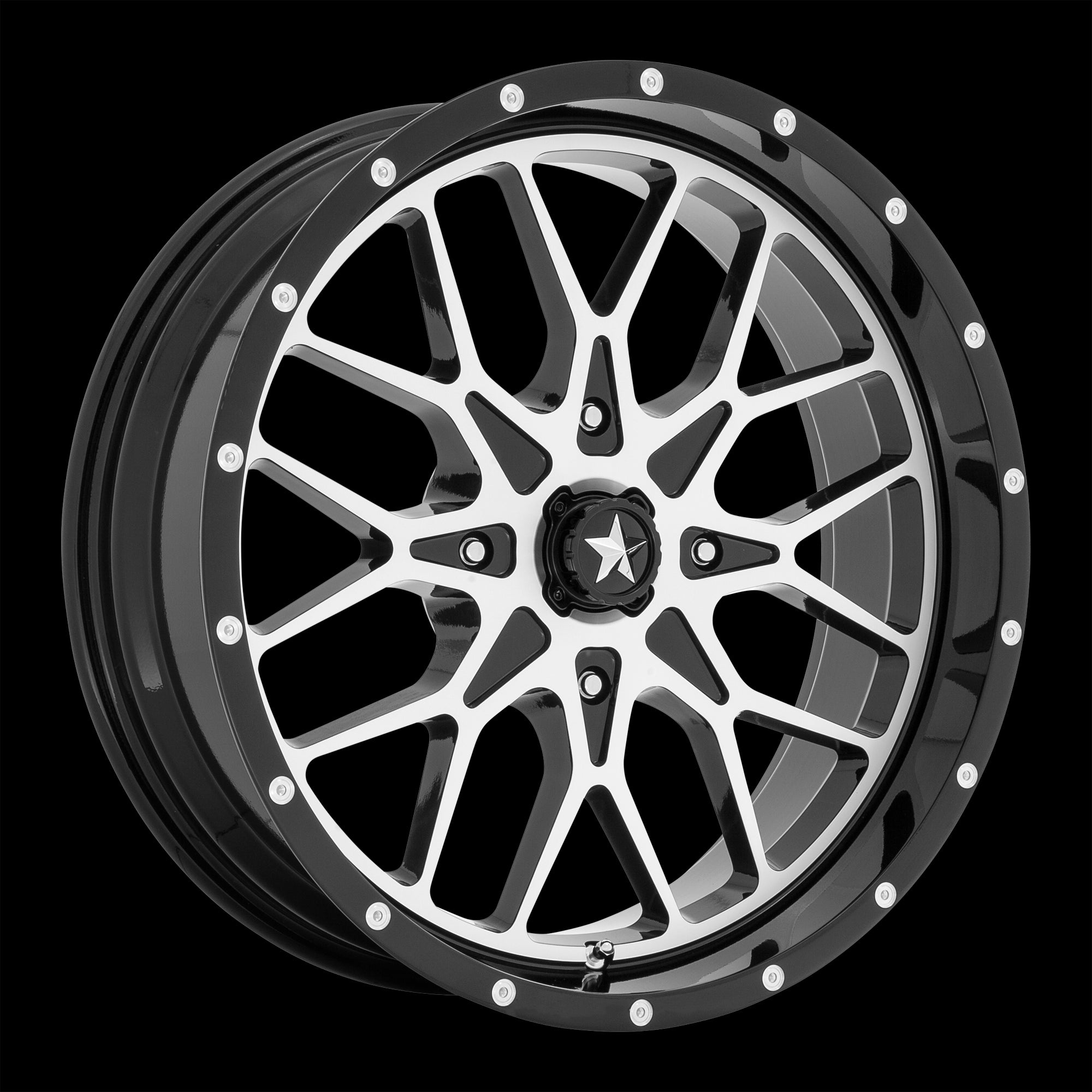 22X7 MSA OFFROAD WHEELS M45 PORTAL Gloss Black Machined 4X156 ET0 wheel/rim