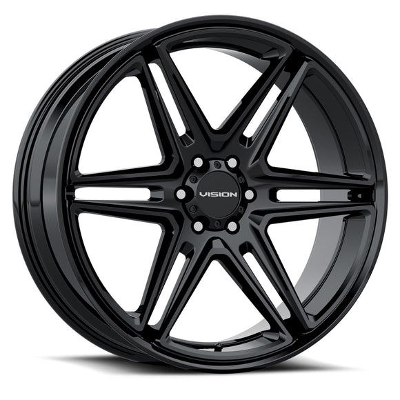 22x9.5 Vision 476 Wedge Gloss Black Wheel 5x139.7 ET8 CB77.8