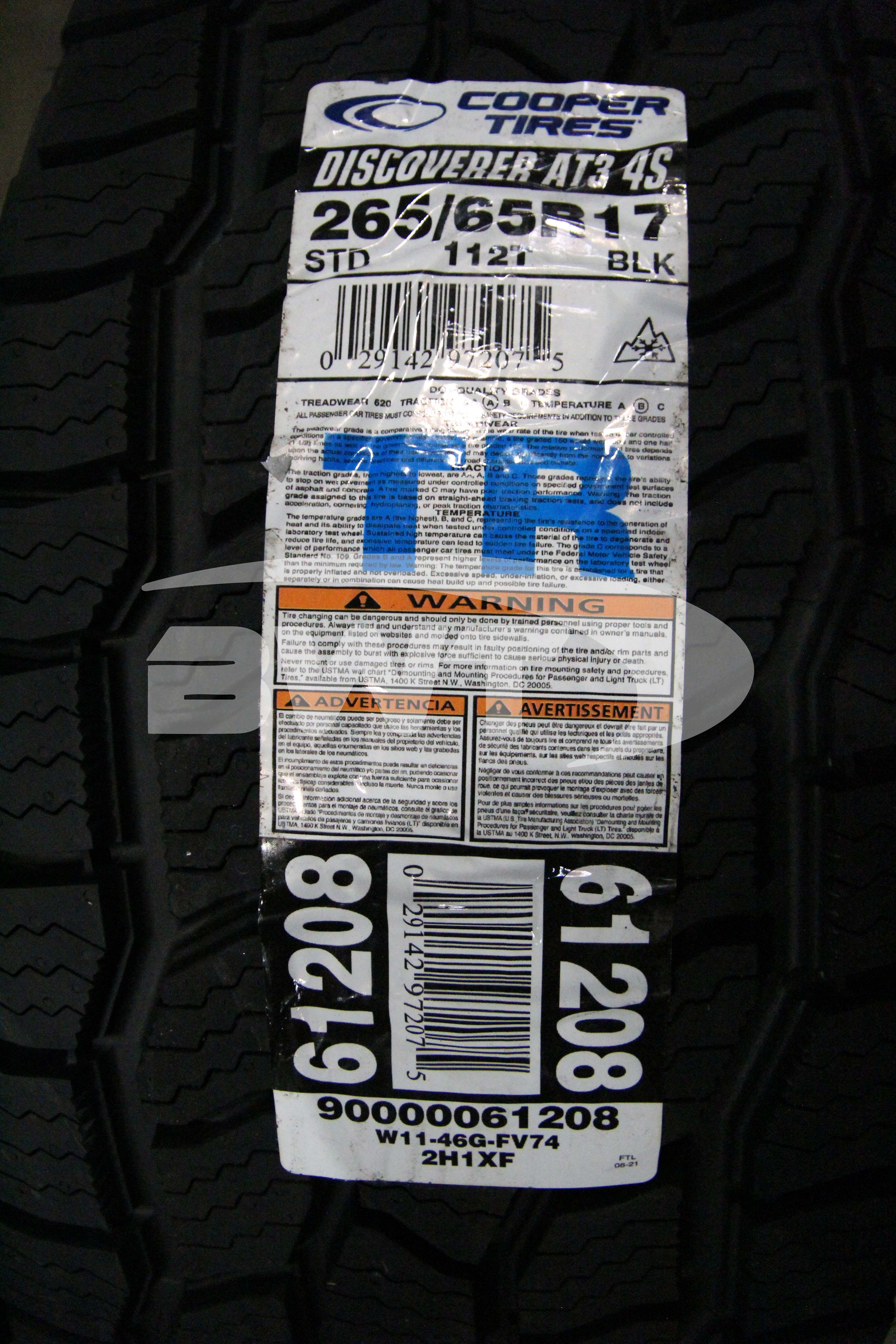 Cooper Discoverer AT3 4S Tire(s)265/65R17 112T SL BSW 2656517