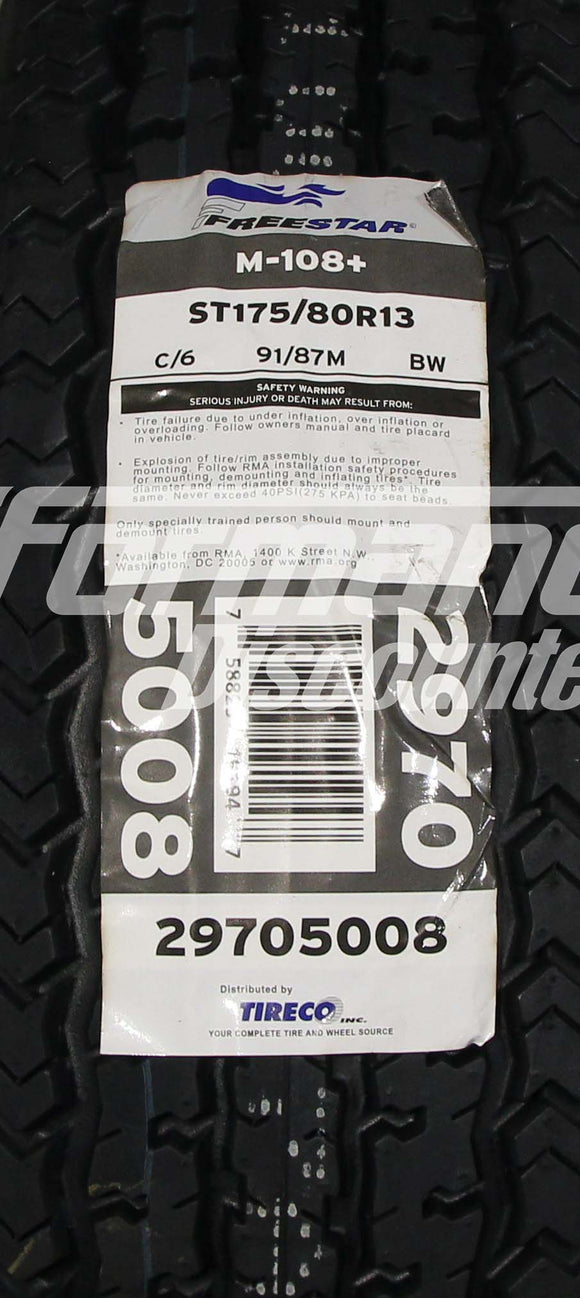 Freestar M-108+ Trailer Tire(s) ST17580R13 91M LRC BSW 175/80-13 1758013