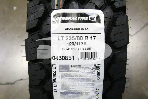 235/80R17 General Grabber ATX 120/117R BSW E 2358017 235 80 17
