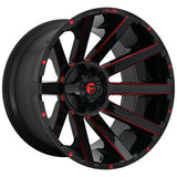20X9 Fuel D643 Contra Gloss Black Red Tinted Clear 8X165.1 ET1 wheel/rim