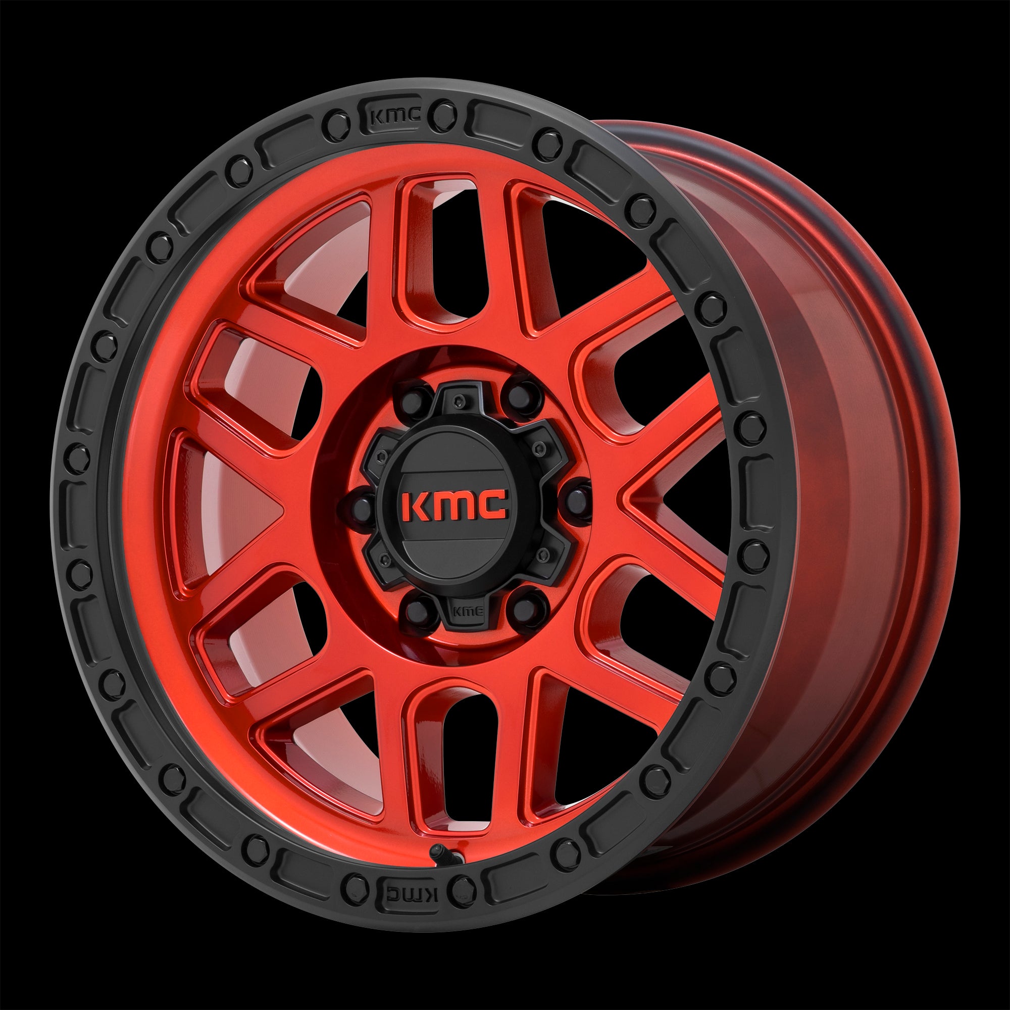 17X9 KMC KM544 MESA Candy Red With Black Lip 5X127 ET-12 wheel/rim