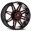 22x10 XF Off-Road XF-220 Black/Red Milled 5x127/139.7 ET-24 wheel/rim-1