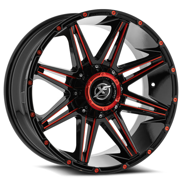 22x10 XF Off-Road XF-220 Black/Red Milled 5x127/139.7 ET-24 wheel/rim