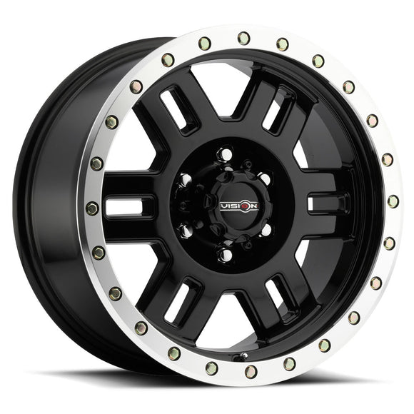 18x9 Vision 398 Manx Gloss Black Machined Lip Wheel 6x139.7 ET18 CB106.2