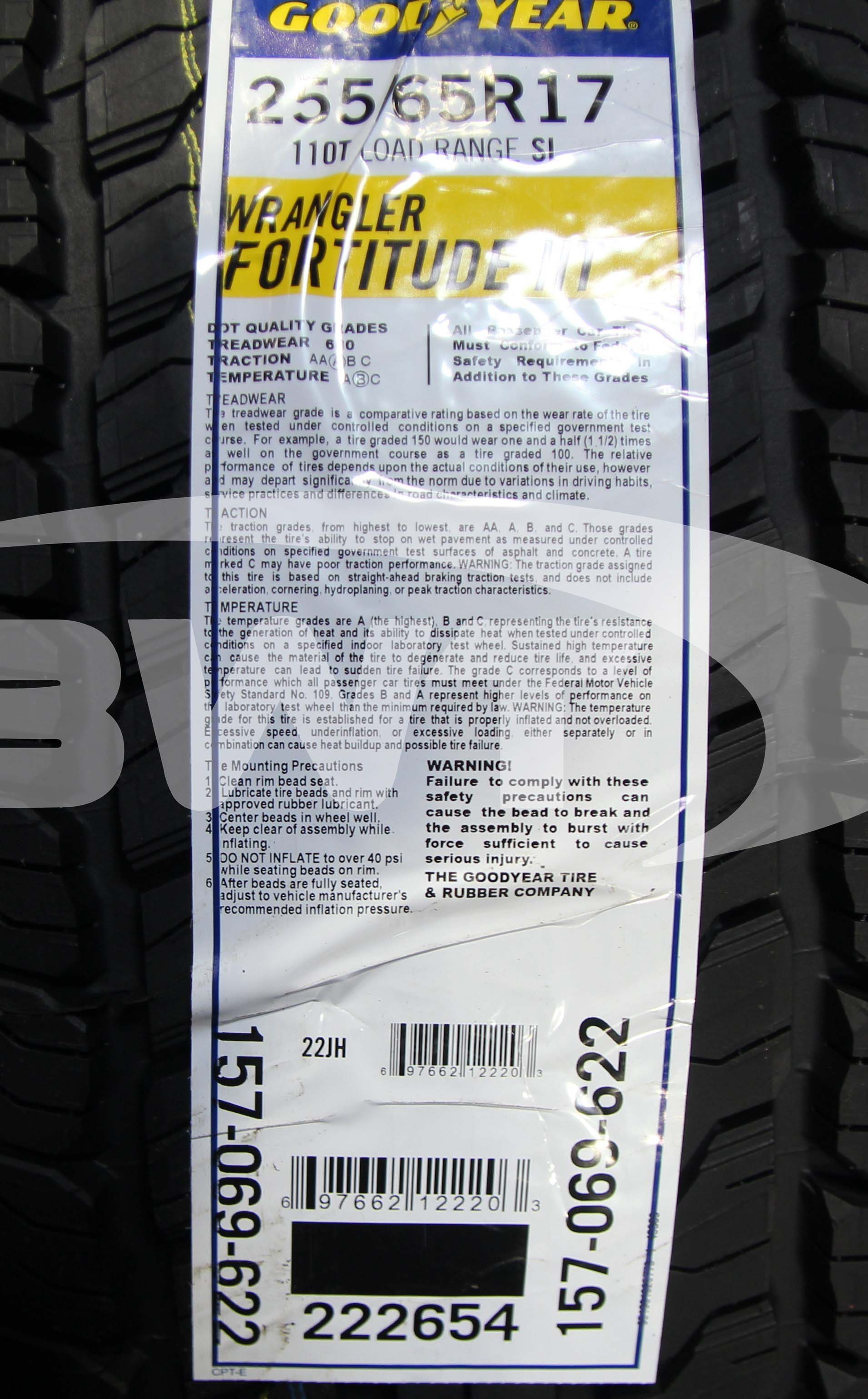 Goodyear Wrangler Fortitude HT Tire(s) 255/65R17 SL BSW 255/65-17 2556517