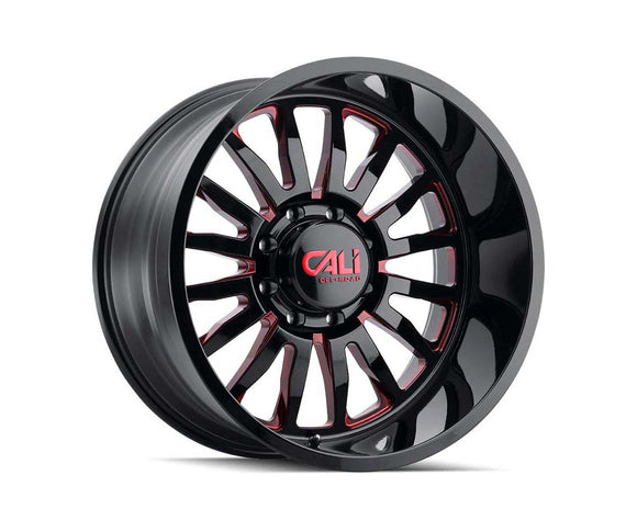 24x14 Cali Off-Road Summit  Black/Red Milled Spokes 8x180 ET-76 wheel