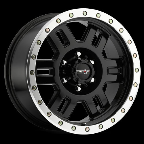 17x8.5 Vision 398 Manx Black Machined Lip 6x139.7 6x5.5 ET0 Wheel Rim