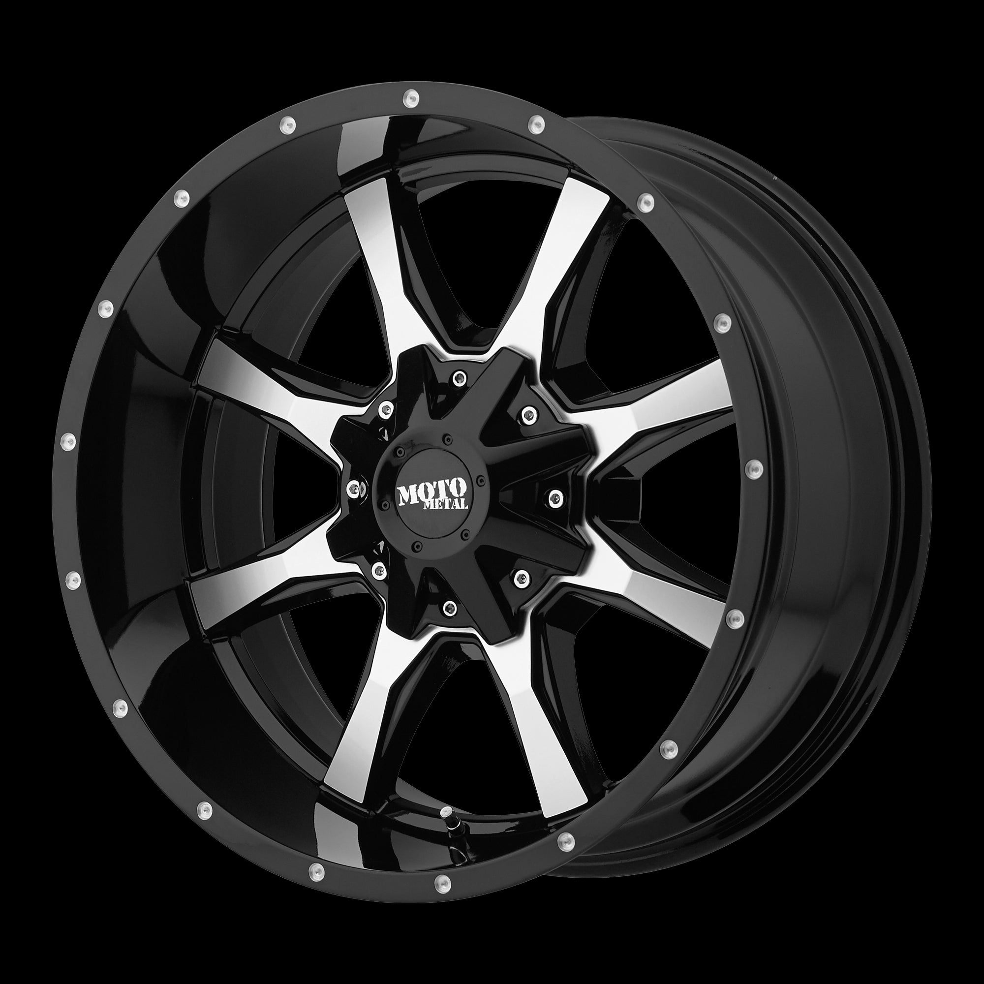 22X12 Moto Metal MO970 Gloss Black Machined Face 8X165.1 ET-44 wheel/rim