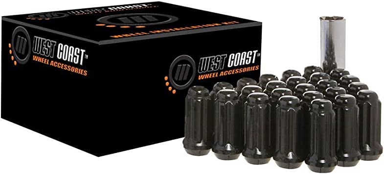 14X1.5 Bulge Acorn Spline Lug Nuts 1.9" 32 Piece Install Kit Black