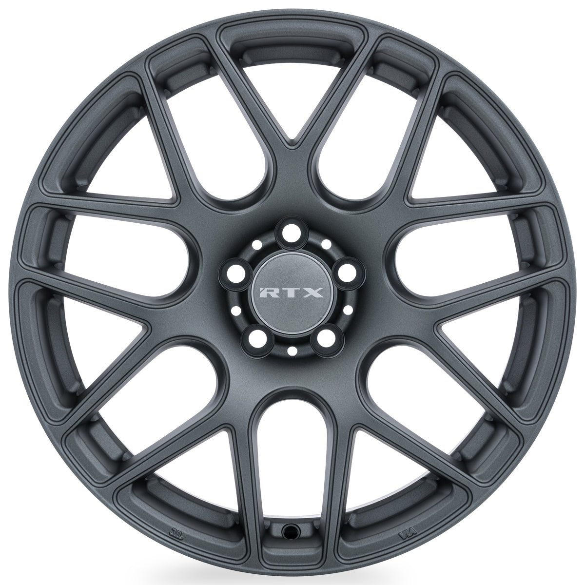 18x8 RTX Envy Matte Gunmetal 5x108 ET38 wheel/rim | Performance Discounters