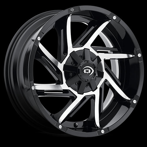 17x9 Vision 422 Prowler Black Machined 5x114.3 5x127 5x4.5 5x5 ET-12 Wheel