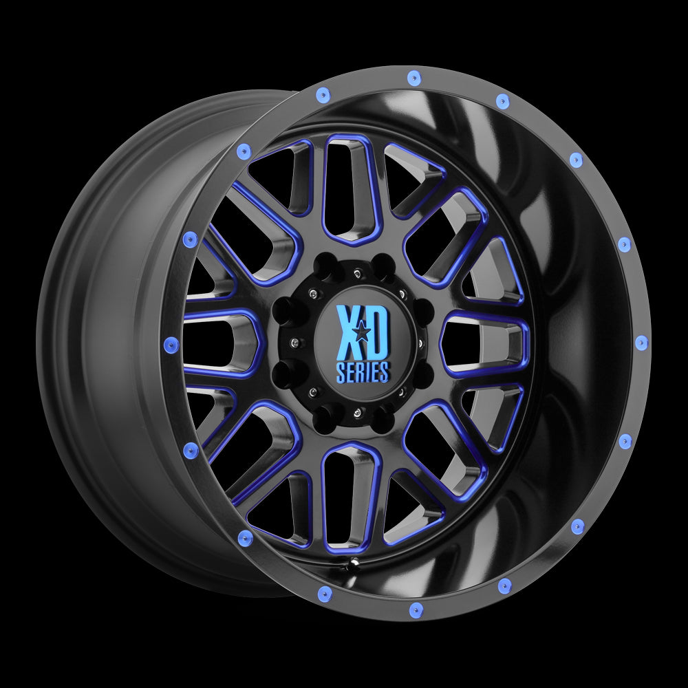 20x10 Kmc Xd Grenade Satin Black Milled W Blue Cc Wheelrim 8x170 Et Performance Discounters 0605