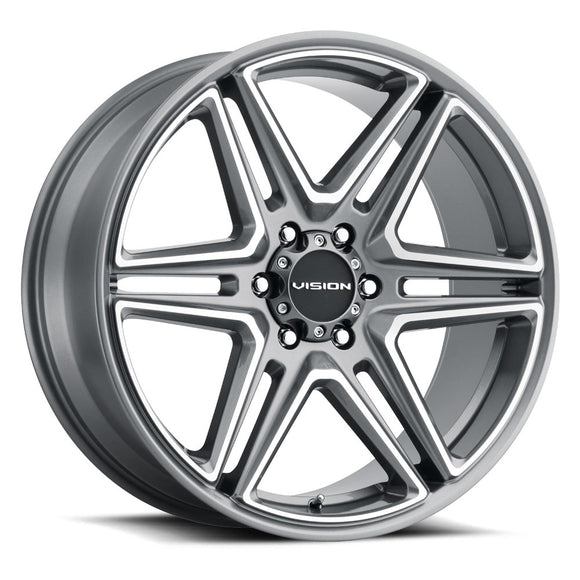 24x9.5 Vision 476 Wedge Gun Metal Machined Face Wheel 6x139.7 ET30 CB78.1
