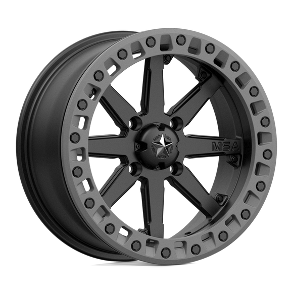 14X7 MSA Offroad LOK2 Satin Black w/ Matte Gray Ring Wheel/Rim 4x156 ET0