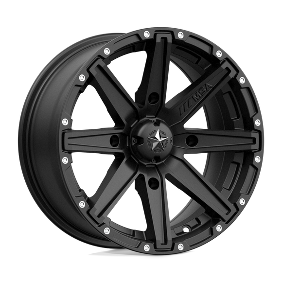 15X7 MSA Offroad Wheels Clutch Satin Black Wheel/Rim 4x110 ET10