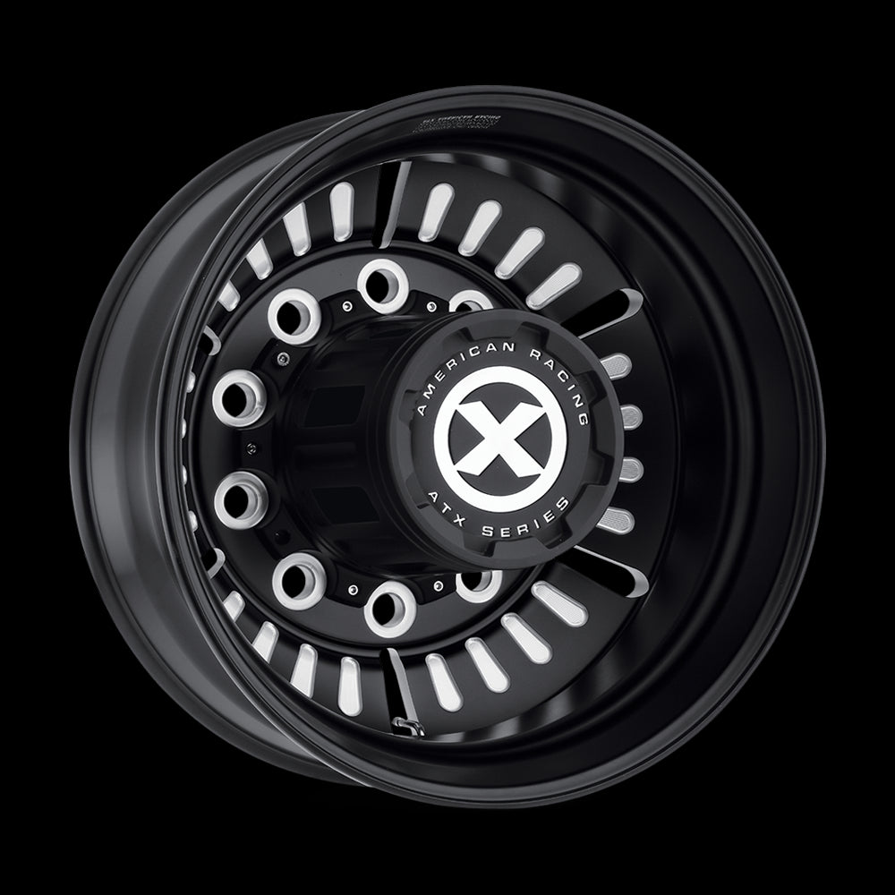 22.5X8.25 American Racing ATX AO403 ROULETTE Black 10X285.75 ET-168 wheel