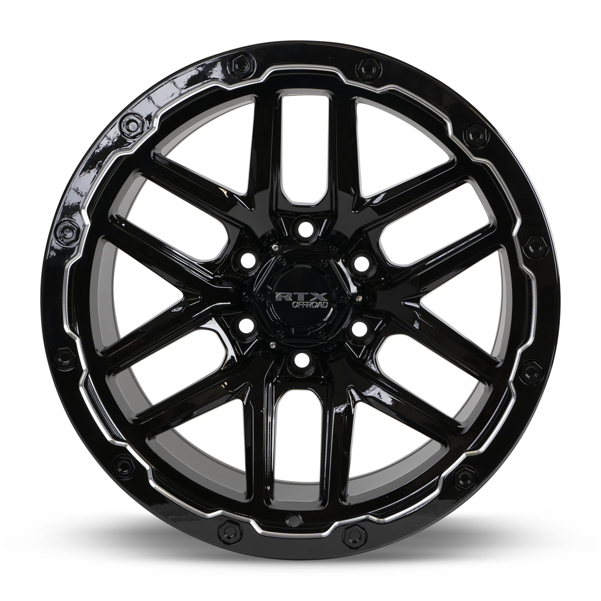 18x9.5 RTX Volcano Gloss Black Milled Edge 6x139.7 ET-10 wheel/rim - 0