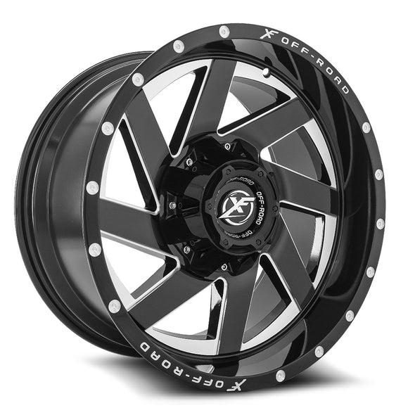 22x12 XF Off-Road XF-205 Gloss Black & Milled 5x127/139.7 ET-44 wheel/rim