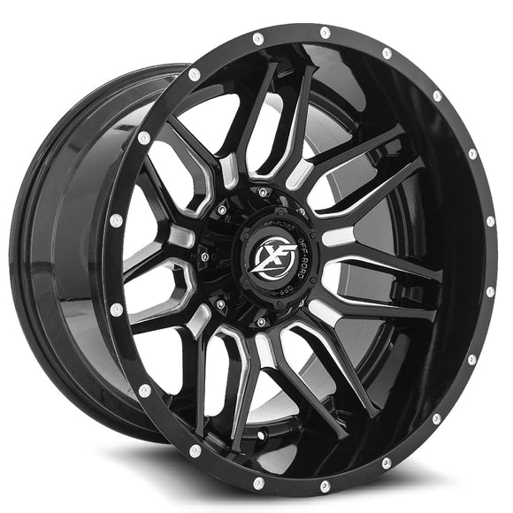 24x14 XF Off-Road XF-222 Gloss Black & Milled 6x135/139.7 ET-76 wheel/rim