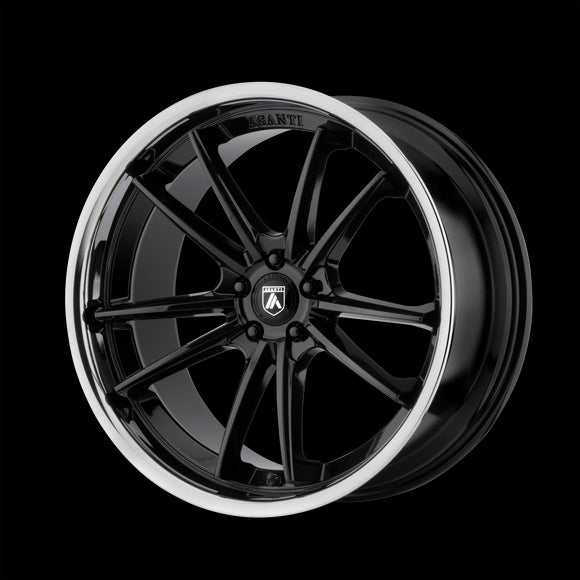 22X10.5 Asanti Black Delta Gloss Black Chrome Lip Wheel/Rim 5x120 ET35