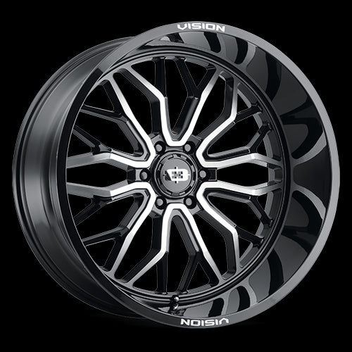 Vision 402 Riot Gloss Black Machined Face 24X12 6x5.5 6x139.7 ET-51 Wheel