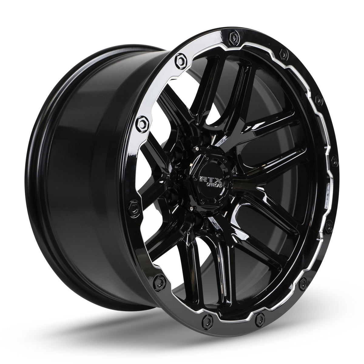 18x9.5 RTX Volcano Gloss Black Milled Edge 6x139.7 ET-10 wheel/rim