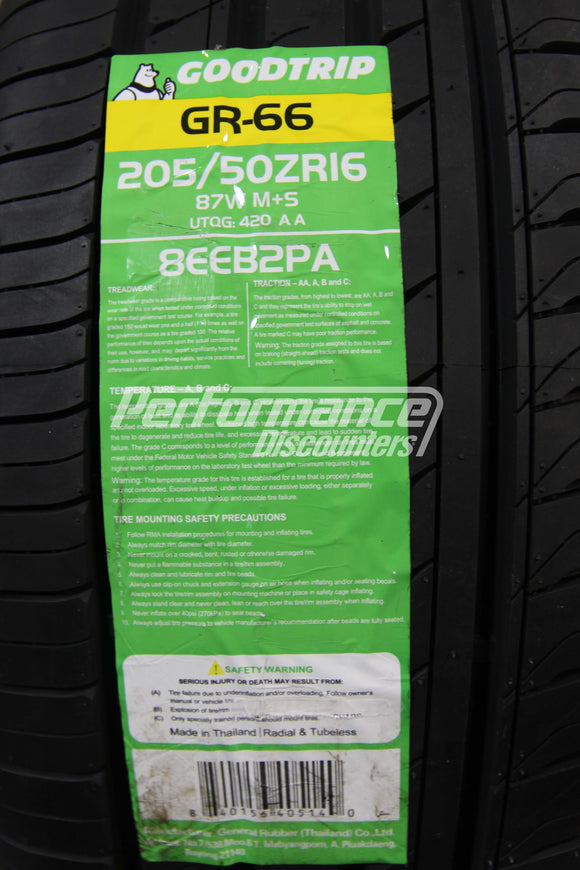 Goodtrip GR-66 Tire(s) 205/50R16 87W SL BSW 2055016