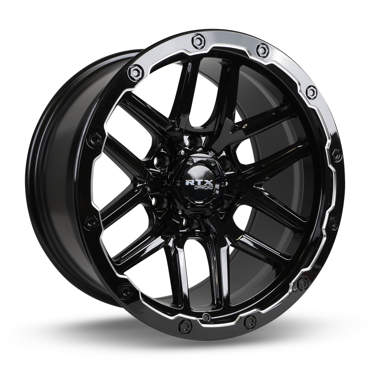 18x9.5 RTX Volcano Gloss Black Milled Edge 6x139.7 ET-10 wheel/rim