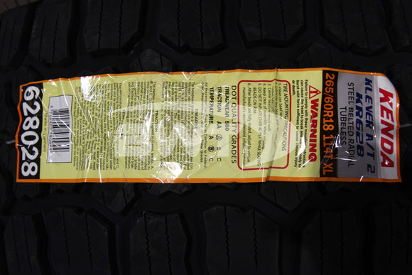 265/60R18 Kenda Klever AT2 KR628 114T RBL XL 265 60 18 2656018
