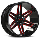 22x12 Vision 363 Razor Gloss Black Milled Spoke with Red Tint 6x135 ET-51 CB87.1-2