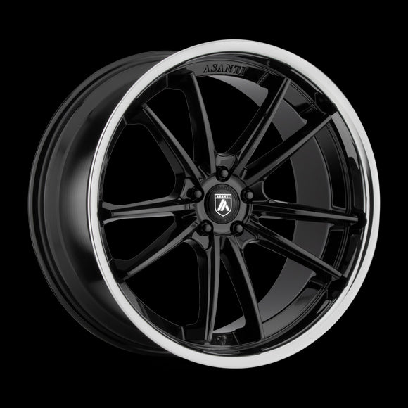 22X10.5 Asanti Black Delta Gloss Black Chrome Lip Wheel/Rim 5x120 ET35