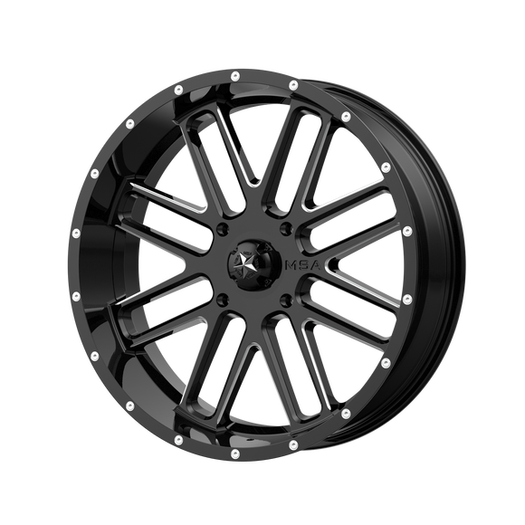 22X7 MSA Offroad Wheels Bandit Gloss Black Milled Wheel/Rim 4x156 ET0