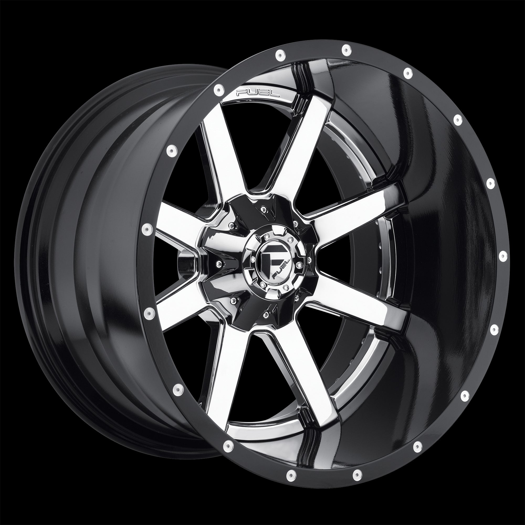 24X14 Fuel D260 Maverick Chrome/GBL 6X135/6X139.7 ET-75 wheel/rim