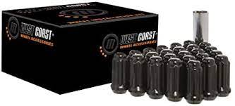 9/16" Bulge Acorn Spline Lug Nuts 1.9" 32 Piece Install Kit Black