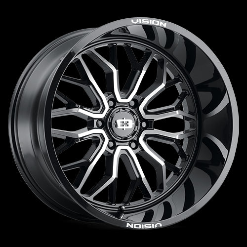 Vision 402 Riot Gloss Black Machined Face 22X12 8x6.5 8x165.1 ET-51 Wheel