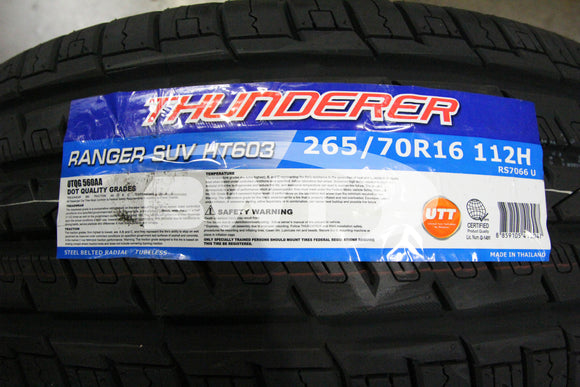 Thunderer Ranger HT603 Tire P265/70R16 112H BSW SL 2657016 265 70 16