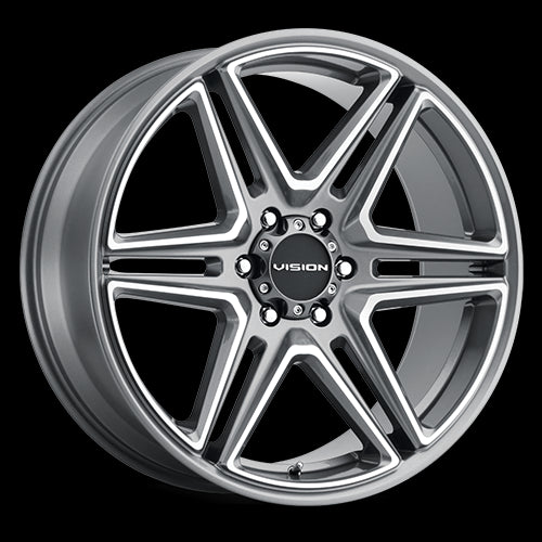 24x9.5 Vision 476 Wedge Gun Metal Machined Face Wheel 6x139.7 ET30 CB78.1