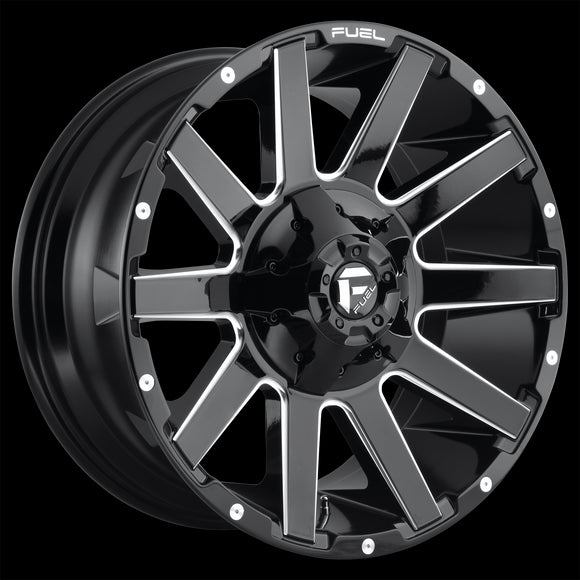 20X10 Fuel D615 Contra Gloss Black Milled 5X114.3/5X127 ET-18 wheel/rim