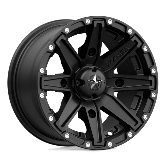12X7 MSA Offroad Wheels Clutch Satin Black Wheel/Rim 4x156 ET10