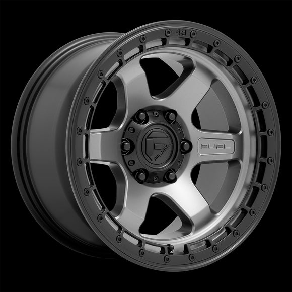 17X9 Fuel D752 BLOCK Matte Gunmetal With Black Ring 6X139.7 ET1 wheel/rim